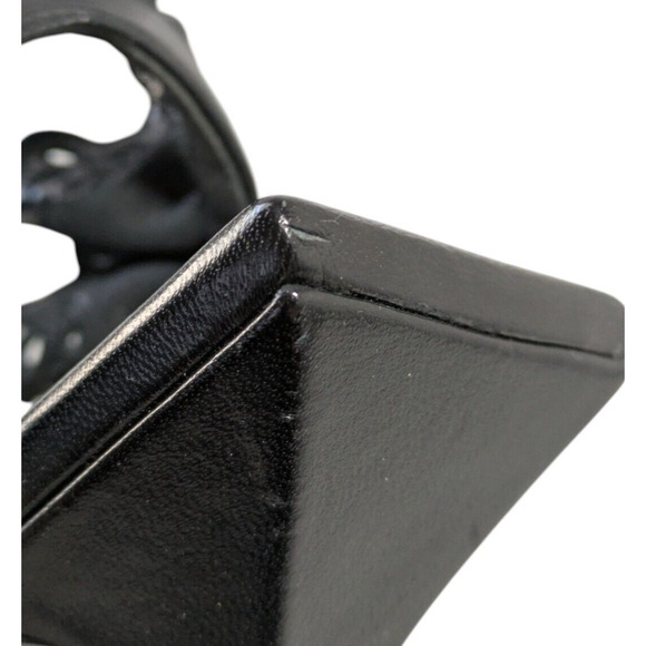 Givenchy G Black Lambskin Chain Ruffle Sandals New EU 37 Square Toe Slingback - Picture 12 of 16